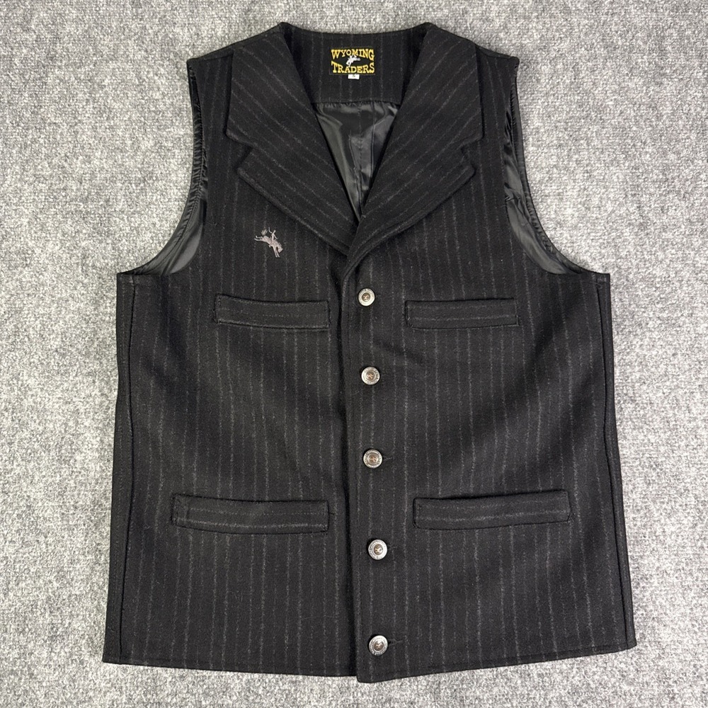 Wyoming Traders Mens S Banker Button Up Pinstriped Wool Ranch Wear‎ Cowboy Vest
